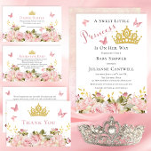 Kroon | Butterflies Floral Princess Baby shower Bedankjes Labels