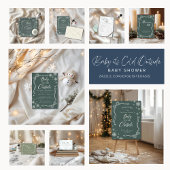 Wintergroene boeken voor Baby Baby shower Informatiekaartje