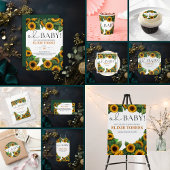 "Oh Baby" Modern Elegant Zonnebloem Baby shower Cadeaulabel