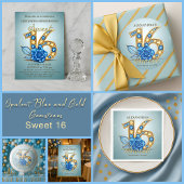 Blue Gold Gemstones Crystal Rose Sweet 16 Welcome Spandoek