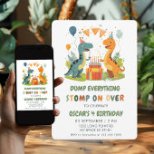 Stomp op over de verjaardag van de dinosaurus bedankdoosjes