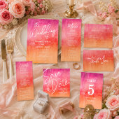 Waterverf roze en oranje trouwmenu menu