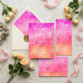 Watercolor Hot Pink and Orange Wedding  Menu