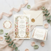 Elegant Blush Floral Wedding  Kaart