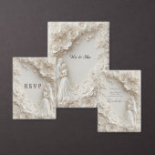 🤍 Gelaagde Ivoren Bruiloftsframe Thema 🤍 Etiket (Personaliseer de collectie van deze zelfstandige maker.)