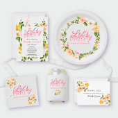 Kleurrijke lentebloemen belettering 100ste verjaar servet