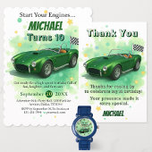 10 Jaar Oude Verjaardag Party Green Racing Car Inpakpapier Vel