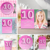 Elegant 10th Birthday girl with photo Numer Ballon Kaart