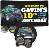 Monster Truck Cool Blue 10th Birthday Custom Vinyl Spandoek