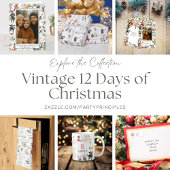 Twelve Days of Christmas Watercolor Collage Party Kaart
