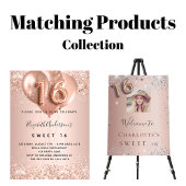 Begroting Sweet 16 roos goudglitter behalve datum