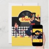 Diner geel zwart-wit, ingecheckt ronde button 7,6 cm