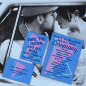 80 Pastels op Blue New Wave Wedding Programmakaart