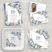 Blauw Wit Bloemen 18e Verjaardag Verrassingsfeest Kaart