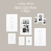 Elegant zwart wit foto collage bruiloft menu