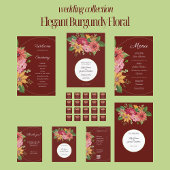 Elegant Burgundy Floral Wedding Bedankkaart