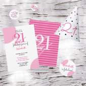 Viering 21 - 21ste verjaardag Roze Zwart Wit Ronde Sticker