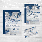 Blauw Zilveren Verjaardag Gift Registry Informatiekaartje