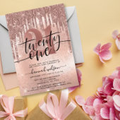 Roos Gold Faux Glitter & Folie 21e verjaardag Kaart