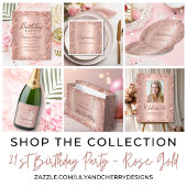 Chique Roos Gouden Glitter Happy 21st Verjaardagss Spandoek