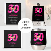 30e verjaardag 30 en Fabulous Hot Pink Black Party Kartonnen Onderzetters