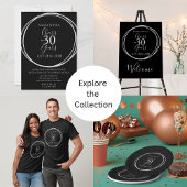 30e verjaardag 30 jaar Black Silver Party Papieren Bordje