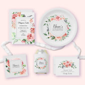 Elegant roze bloemig 30ste verjaardagsfeestje kaart