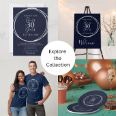 30e verjaardag Navy Silver Cheers to 30 Years Part Kaart