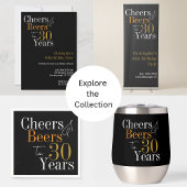 30e verjaardag Bieren en Proost Zwart Goud Party Papieren Bordje