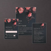 3D Bloemen Roos Donkere Romantische Bruiloft Menu (Personaliseer de collectie van deze zelfstandige maker.)