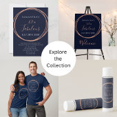 40e Verjaardag Roos Gold Navy Verjaardag Uitnodigi Kaart