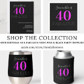 Personalized 40th Birthday 40 Fabulous Neon Pink Glas