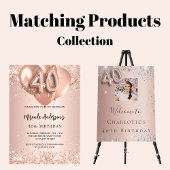 40e verjaardag roos goud glitter roze ballonstijl spandoek