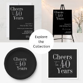 40e verjaardag Cheers 40 jaar Black Silver Party Ronde Sticker