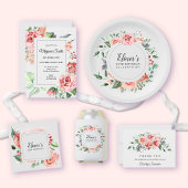 Elegant Roze Rose Bloemen 40e Verjaardagsfeest Kaart