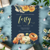 40e verjaardagsfeest Botanische Sinaasappels Bloem Folie Uitnodiging