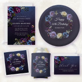 40th Birthday Moody Paarse Bloem Dank u voor uw gu Ronde Sticker