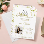 50 en Fabulous Gold Glitter Photo 50th Birthday Spandoek