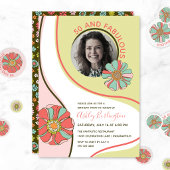 50 & Fabulous Pink Retro Floral Sticker
