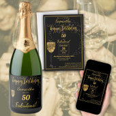 Zwart en Goud, 50 en Fabulous, Verjaardagsfeest Kartonnen Onderzetters