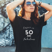 50 en Fabulous Black and White Typography Elegant T-shirt