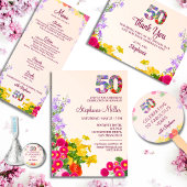 50ste verjaardag Bloemen bedankt 50 jaar feest Briefkaart
