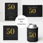 50 en Fabulous Verjaardag Zwart Goud Retouradres Etiket