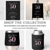 50e verjaardag 50 en fantastische zwarte roze part servet