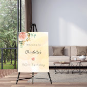 50e verjaardag bloem roos goud eucalyptusmonogram servet