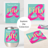 50th Birthday Fifty and Fabulous Bold Bright Party Kartonnen Onderzetters