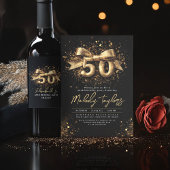 Zwart en Goud Glitter 50 Happy Birthday Party Spandoek