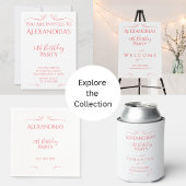 50e Verjaardagsfeest Minimal Modern Roze Rood Kaart