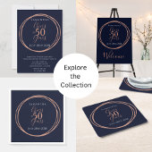 50e verjaardag feest juichen 50 jaar Navy Roos Gol Poster