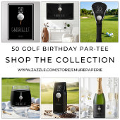 Zwarte Elegante Golf 50 Verjaardag Par Tee Script Ronde Sticker